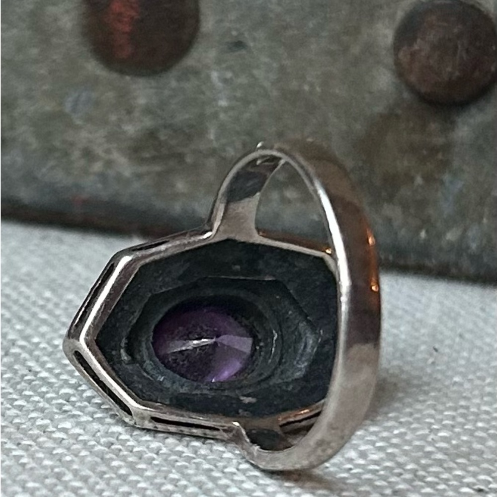 Art Deco Amethyst Sterling Ring - Picture 6 of 14